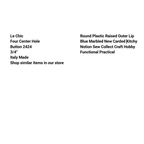 Le Chic Four Center Hole Button 2424 Round Plastic Raised Outer Lip Blue Marbled - Picture 2 of 6